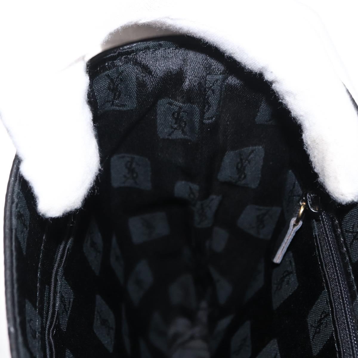 SAINT LAURENT Hand Bag Leather 2way Black Gold Auth 156174