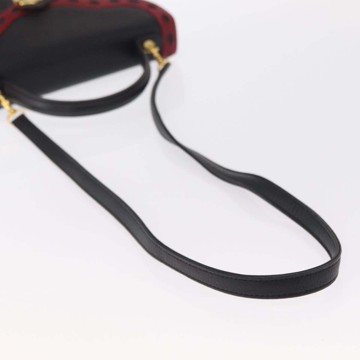 SAINT LAURENT Hand Bag Leather 2way Black Gold Auth 156174