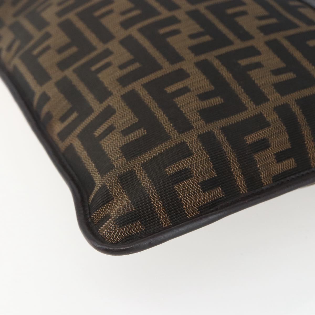 FENDI Zucca Canvas Shoulder Bag Black Brown gold Auth 156175