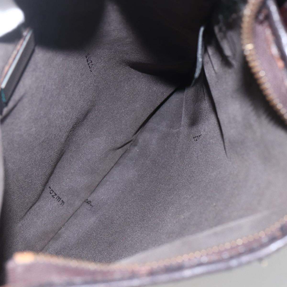 FENDI Zucca Canvas Shoulder Bag Black Brown gold Auth 156175