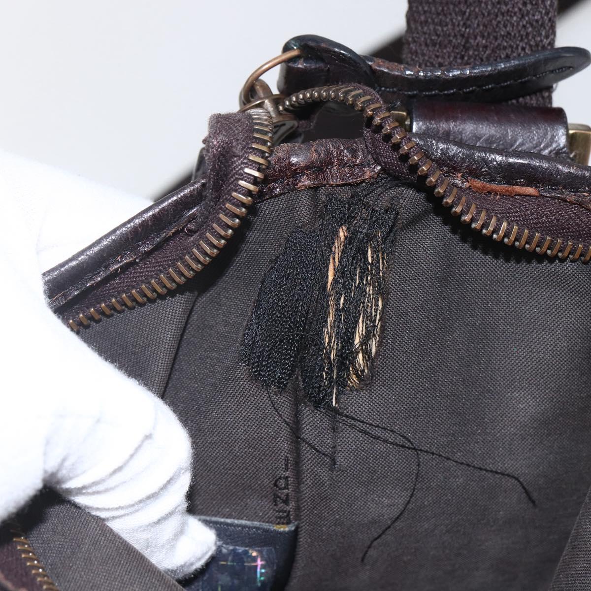 FENDI Zucca Canvas Shoulder Bag Black Brown gold Auth 156175