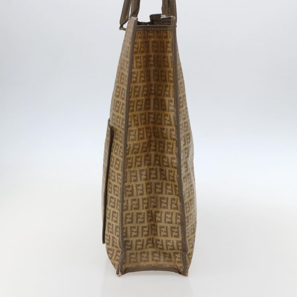 FENDI Zucchino Canvas Tote Bag PVC Beige Auth 156176