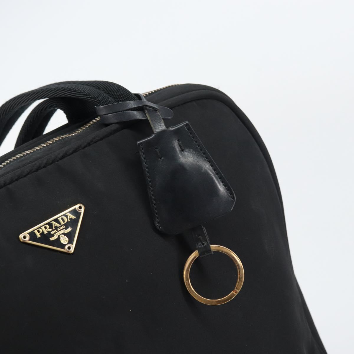 PRADA Tote Bag Nylon Black Gold Auth 156177
