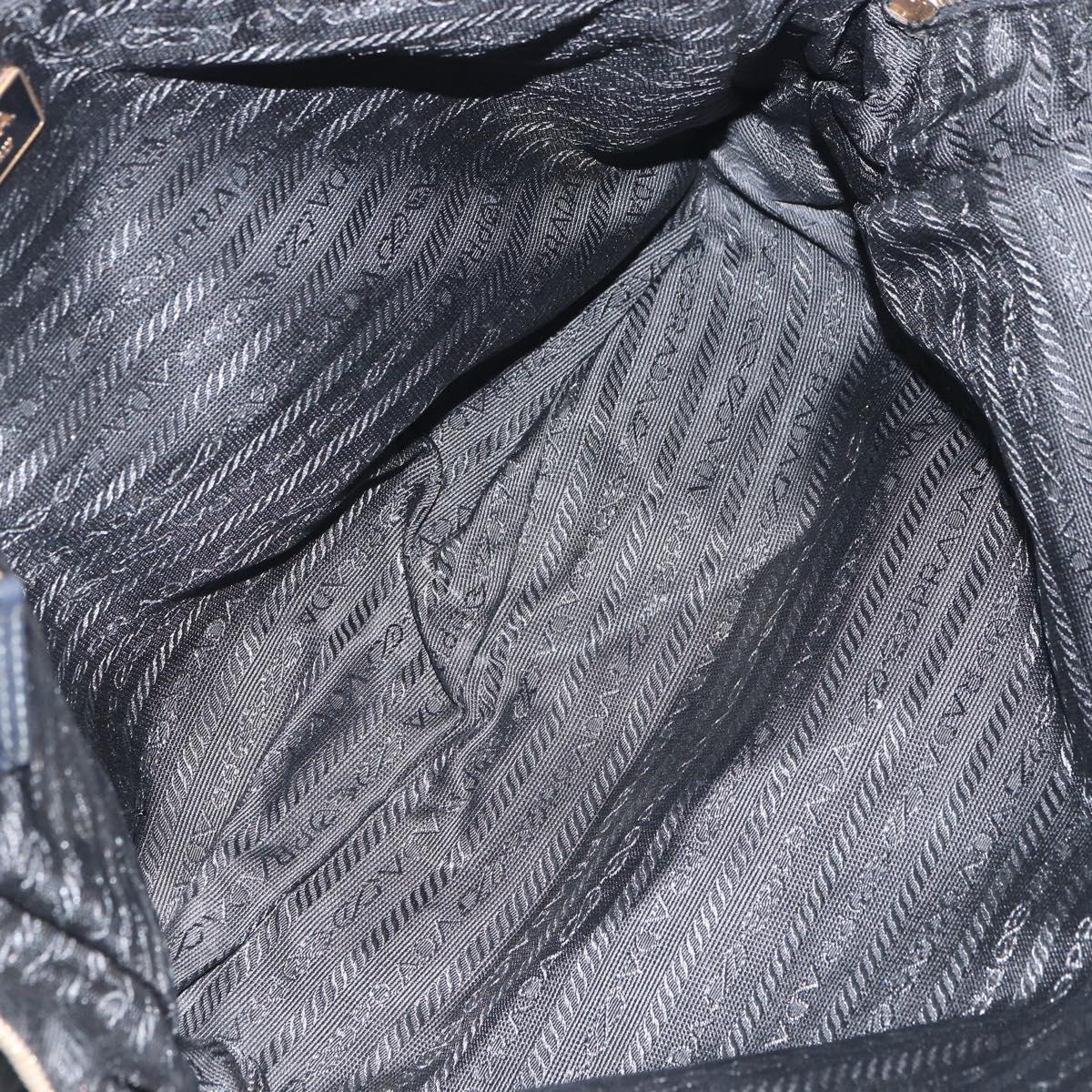 PRADA Tote Bag Nylon Black Gold Auth 156177