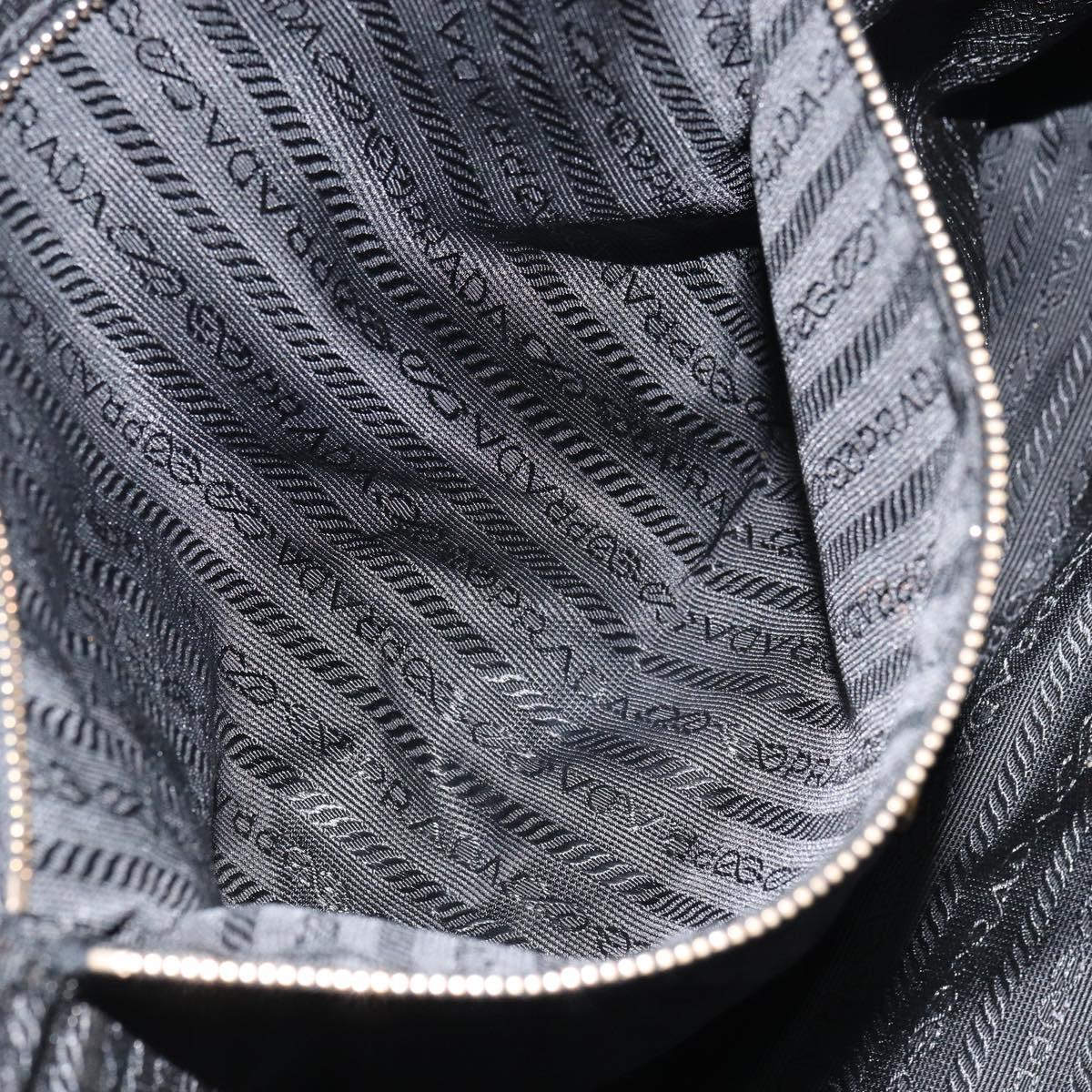 PRADA Tote Bag Nylon Black Gold Auth 156177