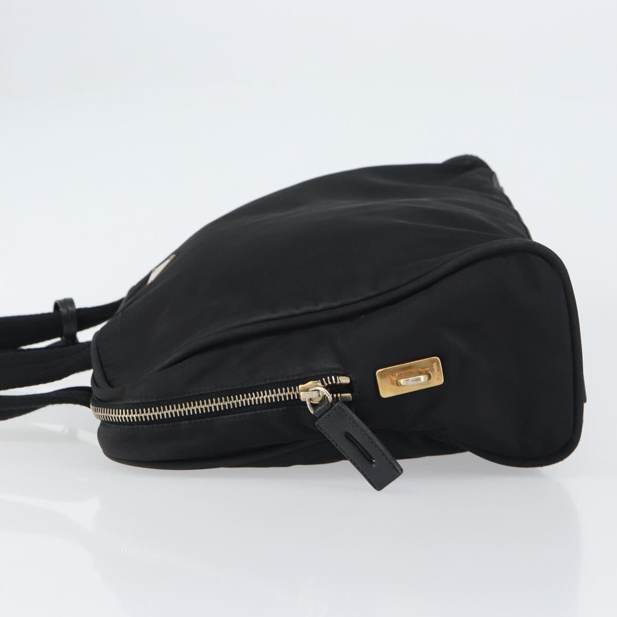 PRADA Tote Bag Nylon Black Gold Auth 156177