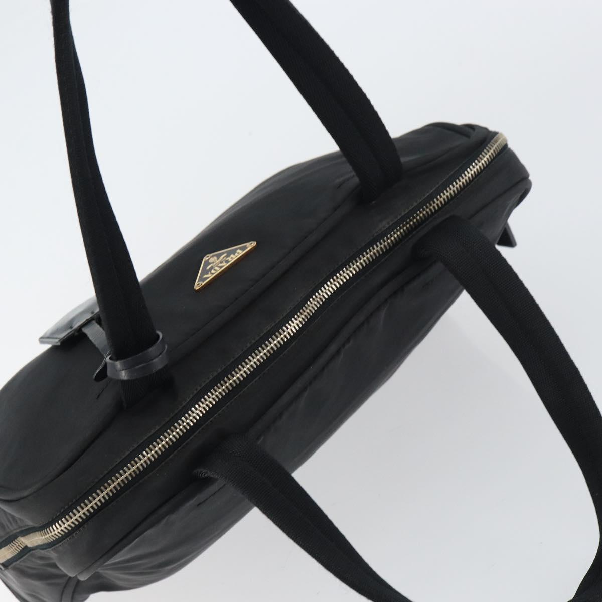PRADA Tote Bag Nylon Black Gold Auth 156177