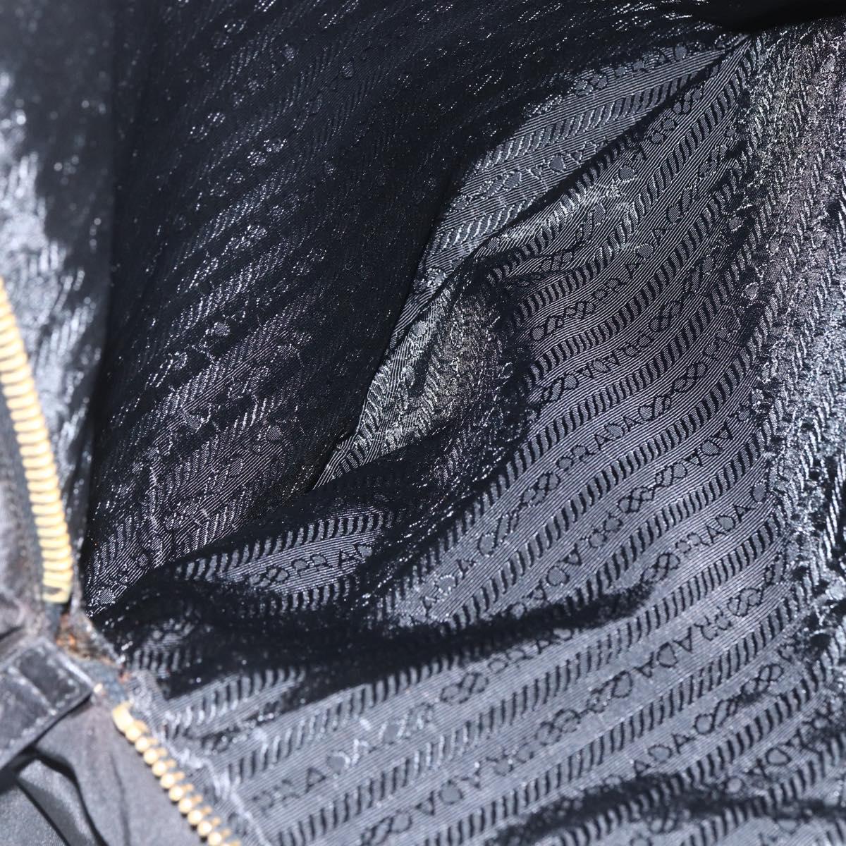 PRADA Chain Shoulder Bag Nylon Black Gold Auth 156178V