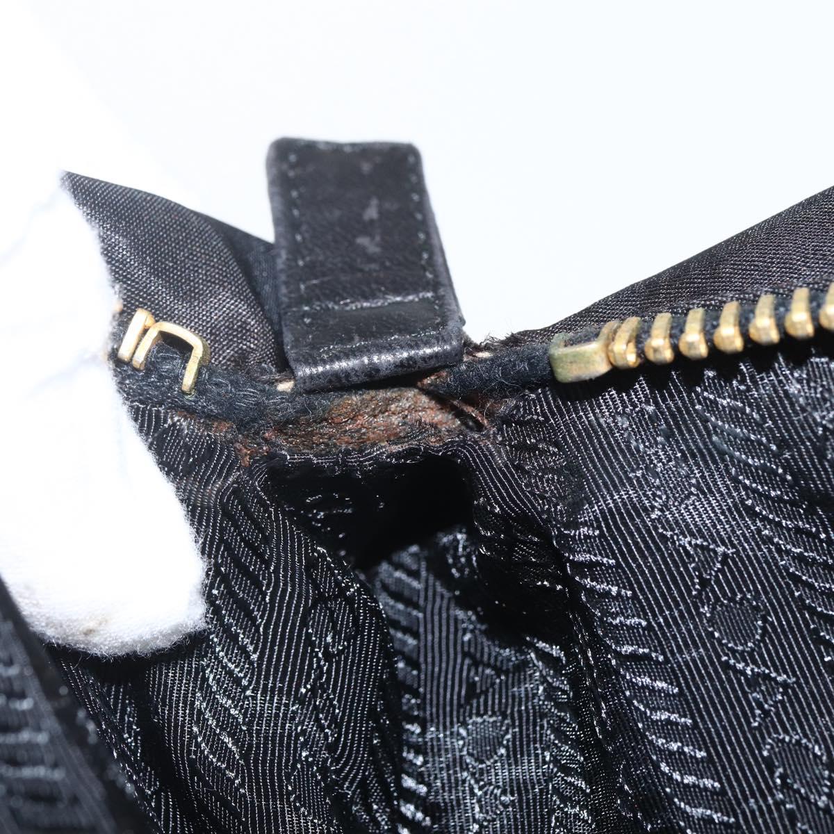 PRADA Chain Shoulder Bag Nylon Black Gold Auth 156178V