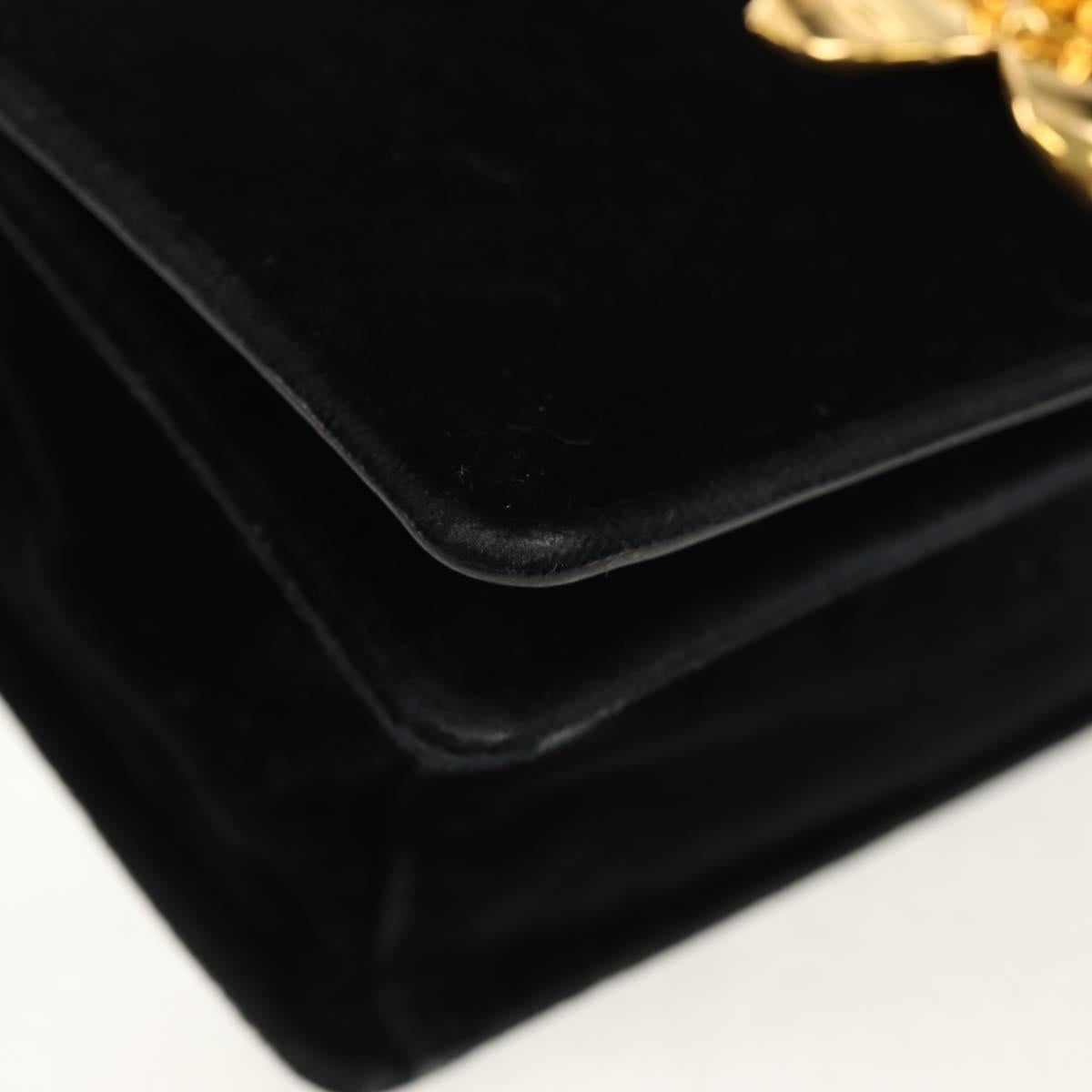 PRADA Chain Shoulder Bag Velor Black Gold Auth 156179V