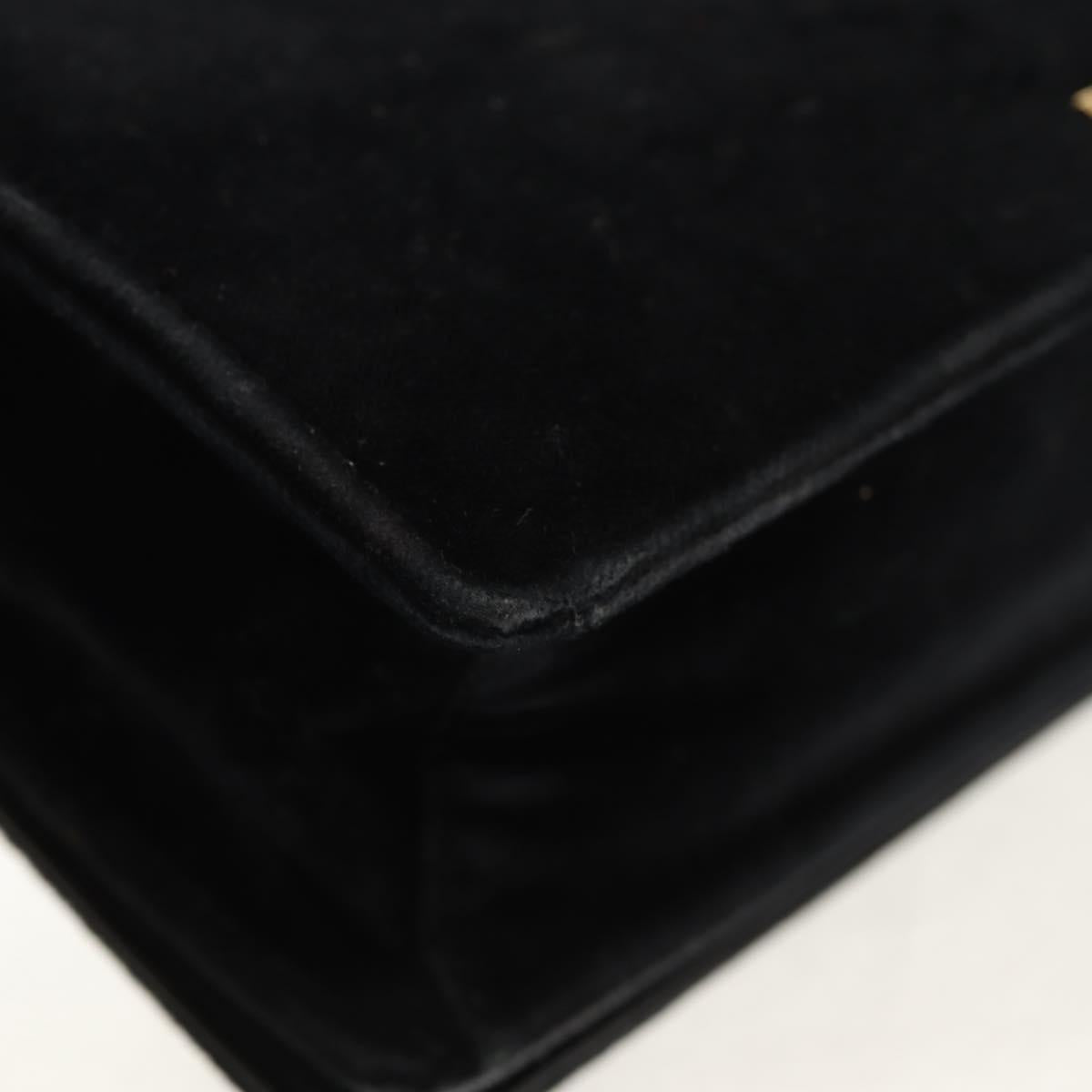 PRADA Chain Shoulder Bag Velor Black Silver Auth 156179V