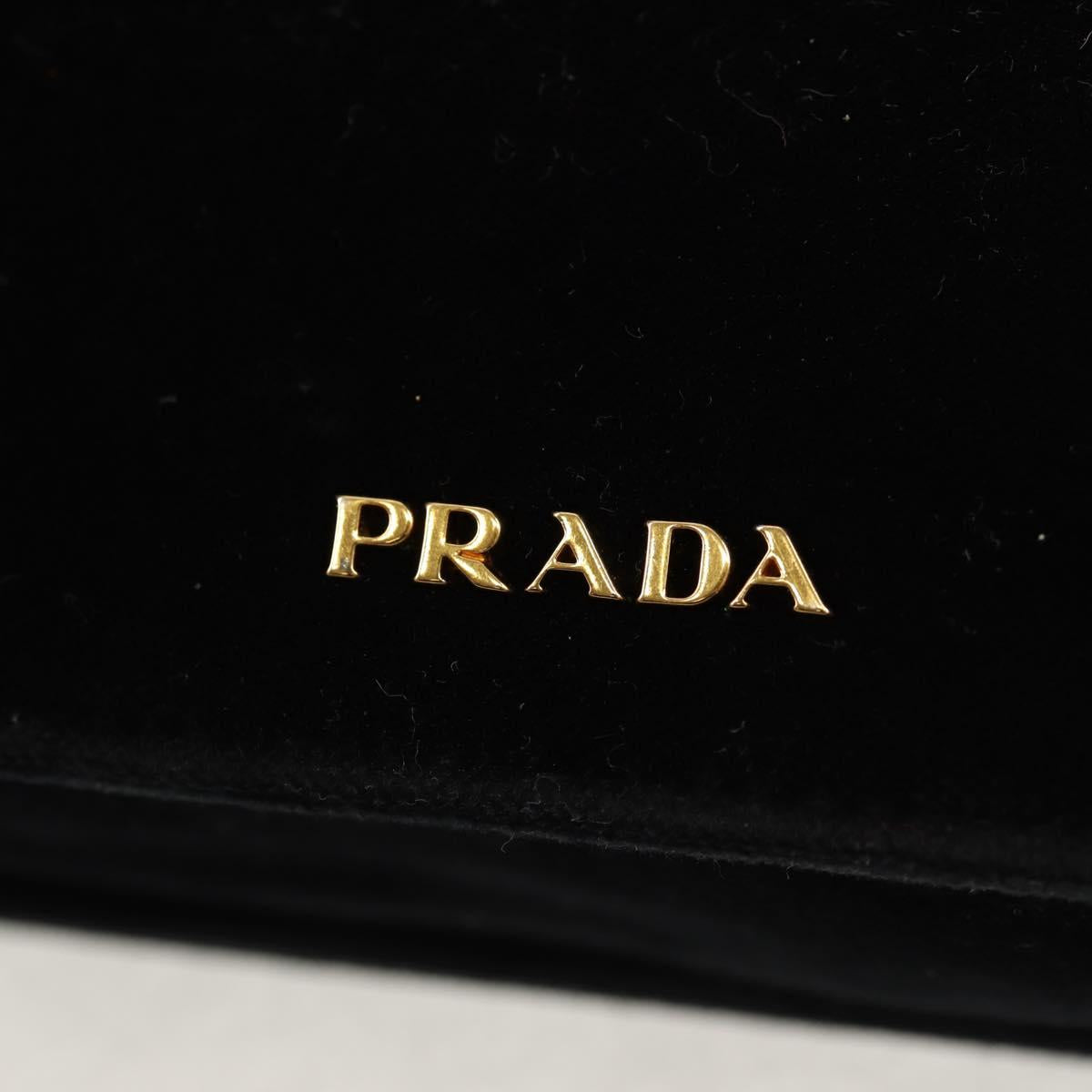 PRADA Chain Shoulder Bag Velor Black Silver Auth 156179V