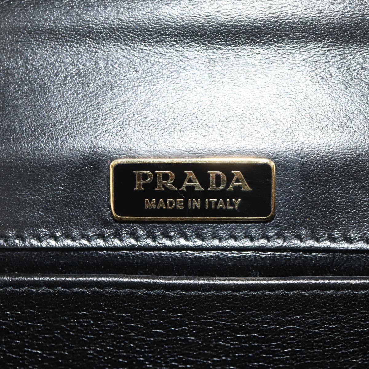 PRADA Chain Shoulder Bag Velor Black Silver Auth 156179V