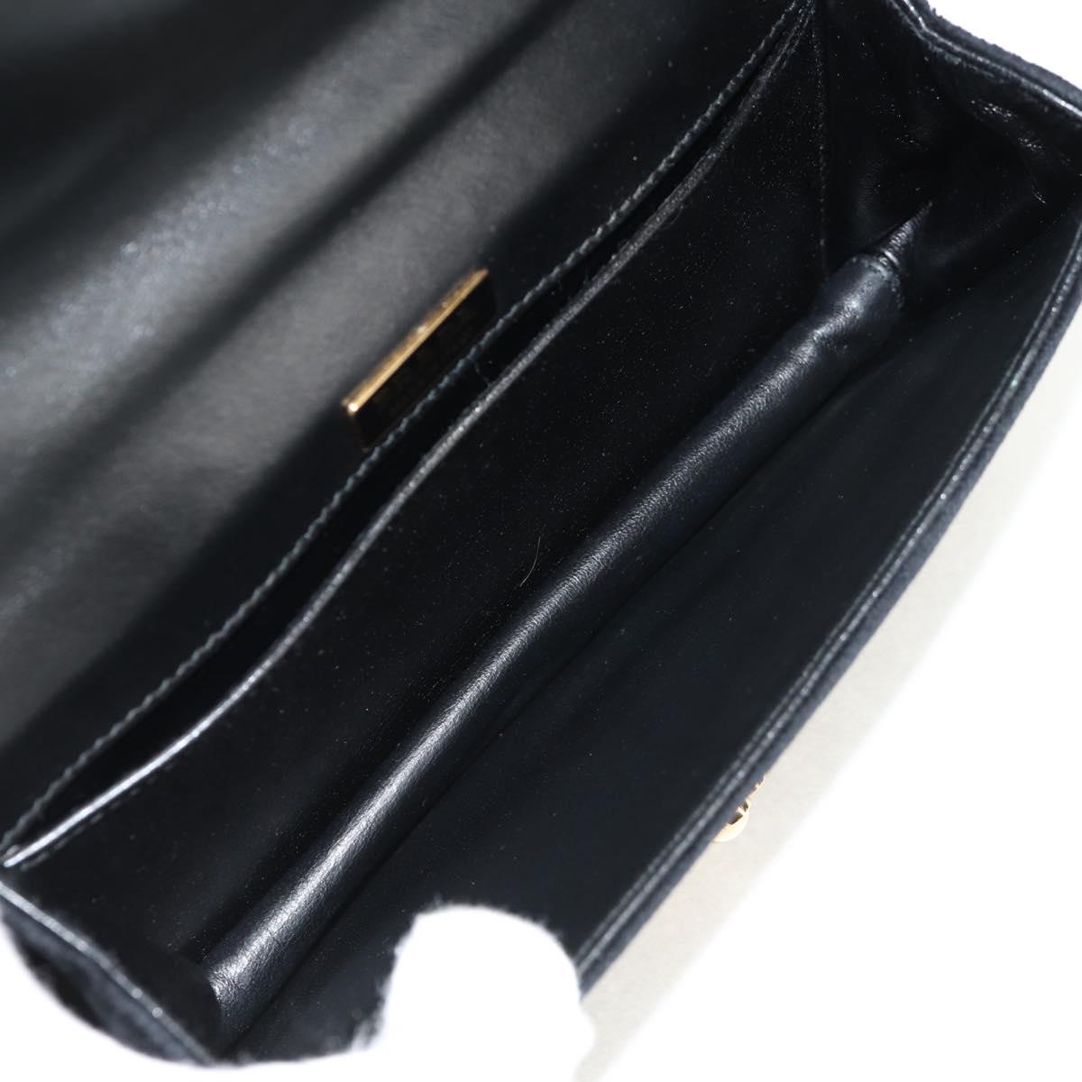 PRADA Chain Shoulder Bag Velor Black Silver Auth 156179V