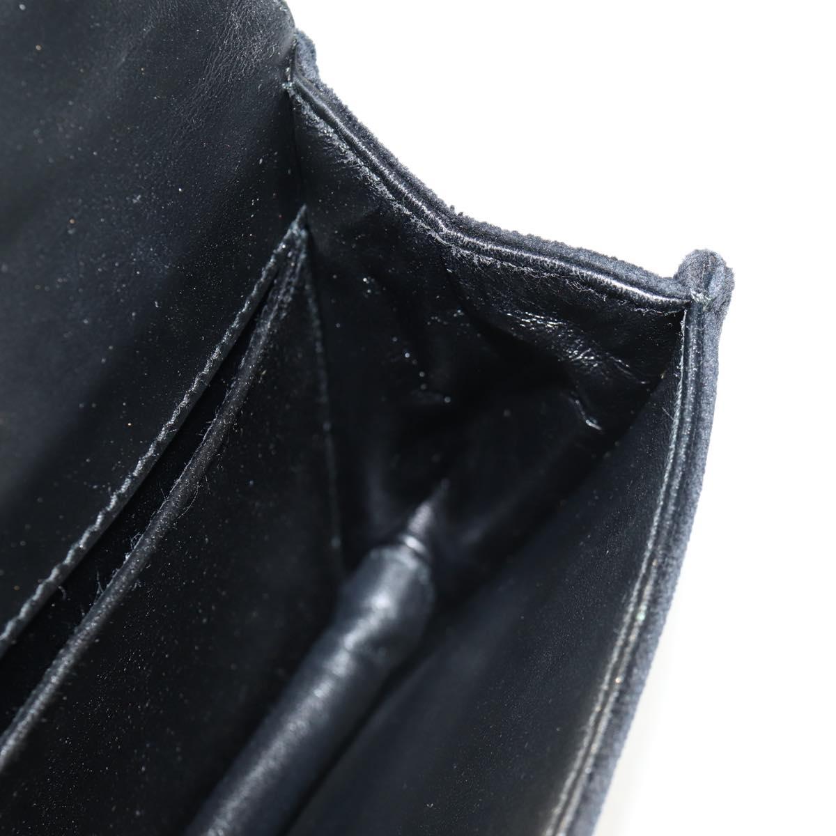 PRADA Chain Shoulder Bag Velor Black Silver Auth 156179V