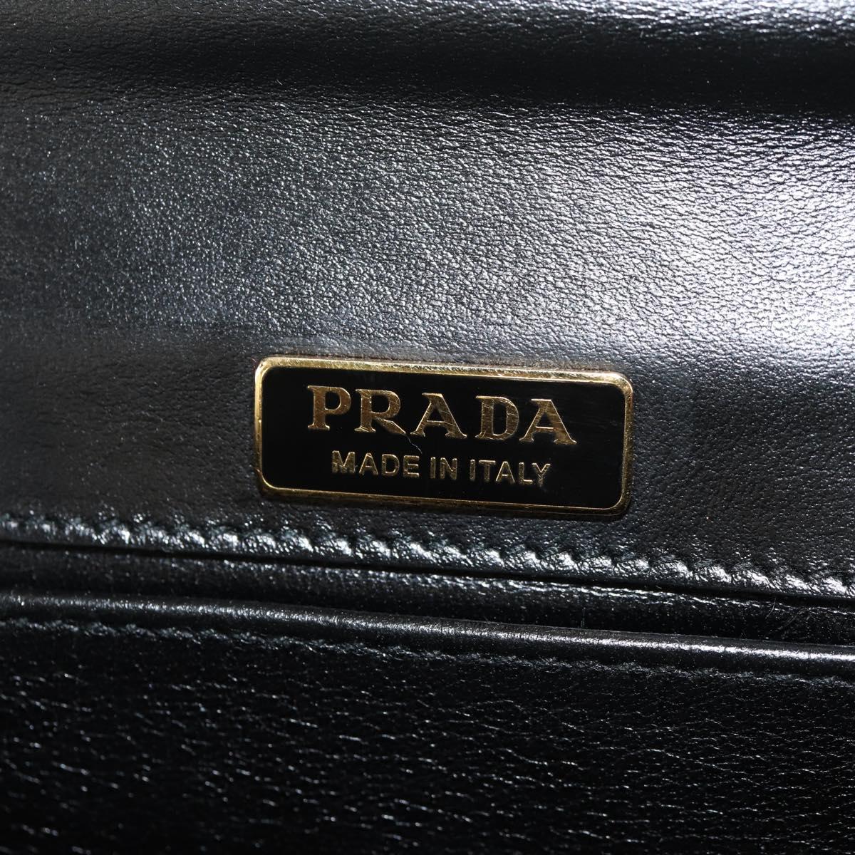PRADA Chain Shoulder Bag Velor Black Silver Auth 156179V