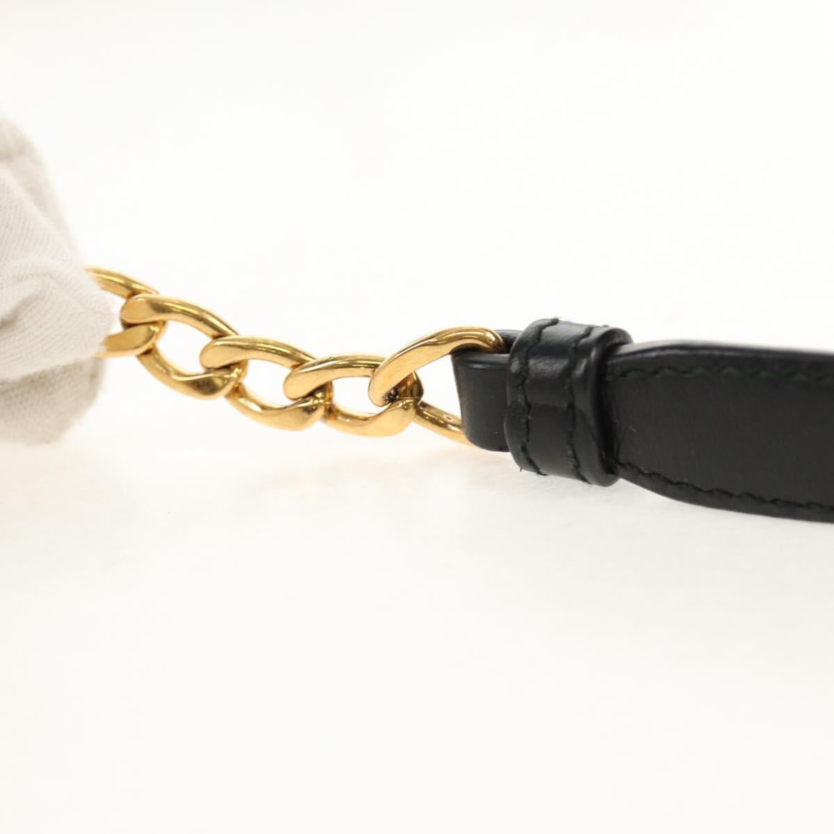 PRADA Chain Shoulder Bag Velor Black Gold Auth 156179V