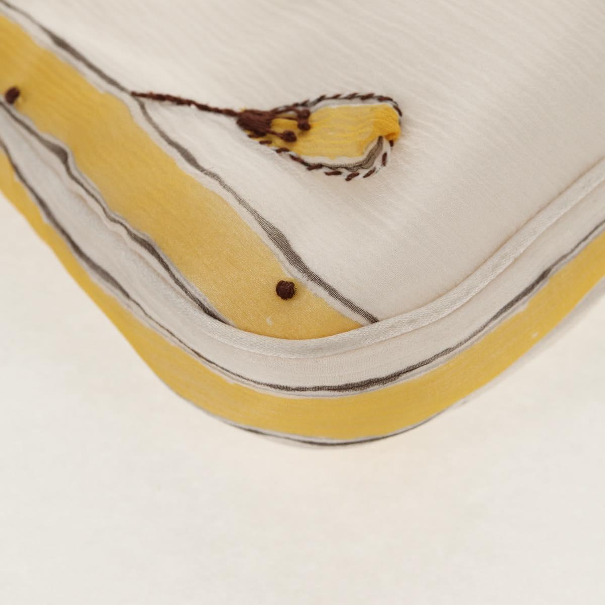 PRADA Chiffon Anemone Chain Shoulder Bag Silk White Auth 156180V