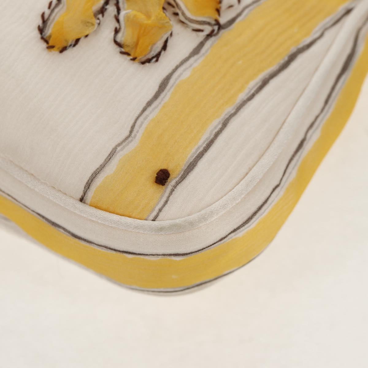 PRADA Chiffon Anemone Chain Shoulder Bag Silk White Auth 156180V