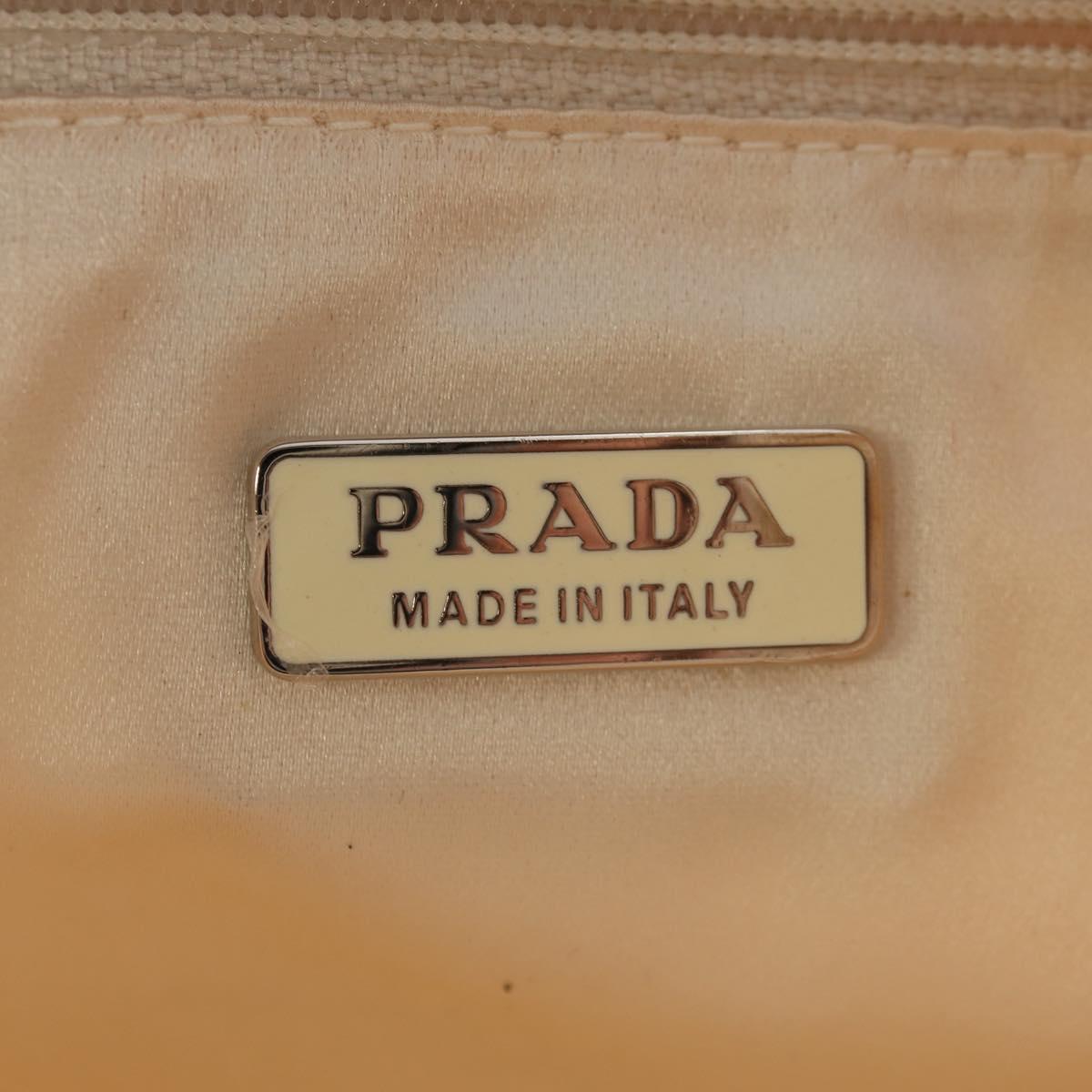 PRADA Chiffon Anemone Chain Shoulder Bag Silk White Auth 156180V
