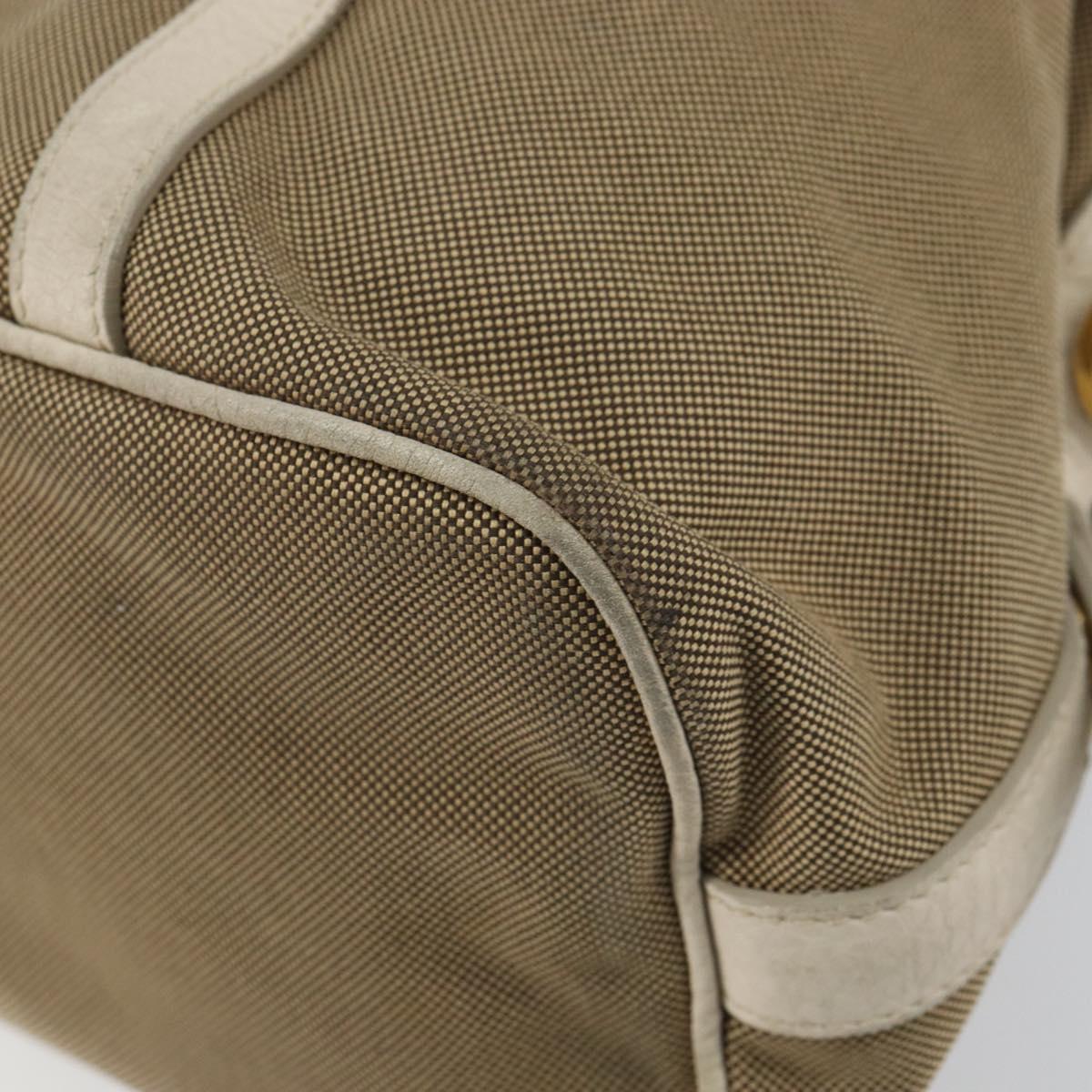 PRADA Tote Bag Canvas Brown Gold Auth 156181