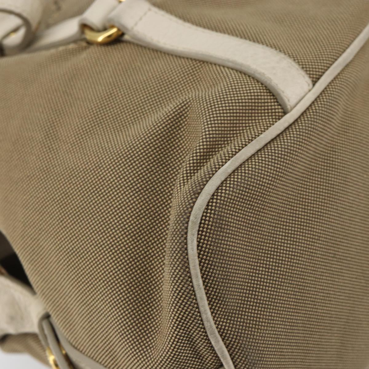 PRADA Tote Bag Canvas Brown Gold Auth 156181