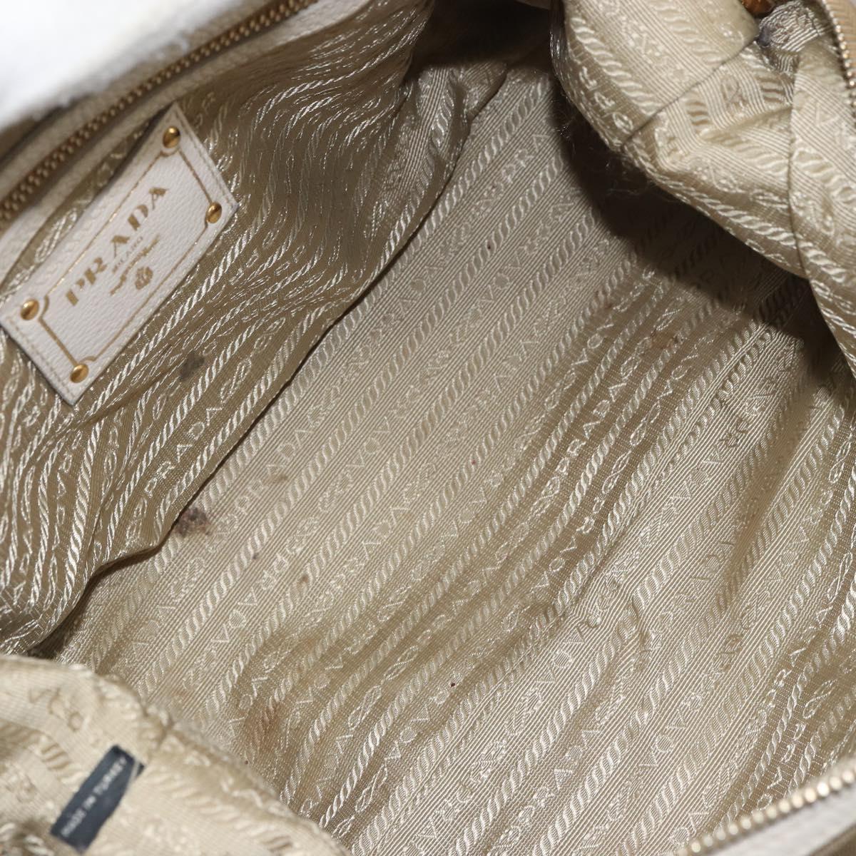 PRADA Tote Bag Canvas Brown Gold Auth 156181