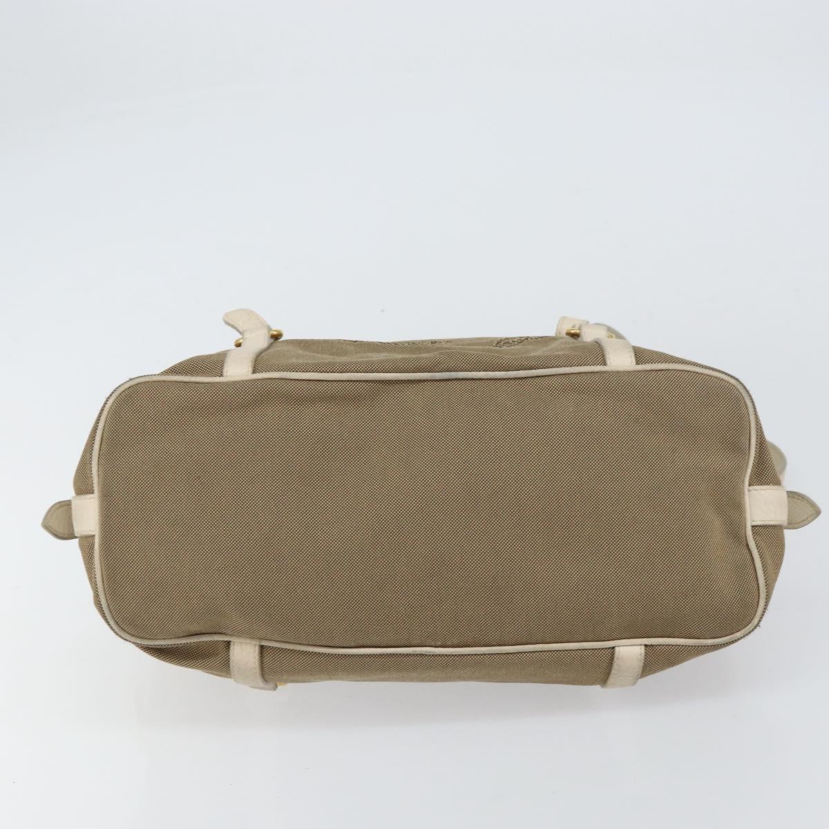 PRADA Tote Bag Canvas Brown Gold Auth 156181