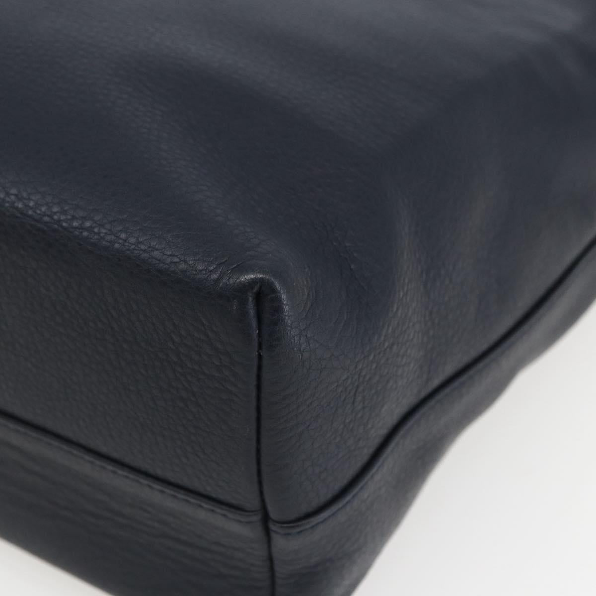 Christian Dior Hand Bag Leather 2way Navy Silver Auth 156185V