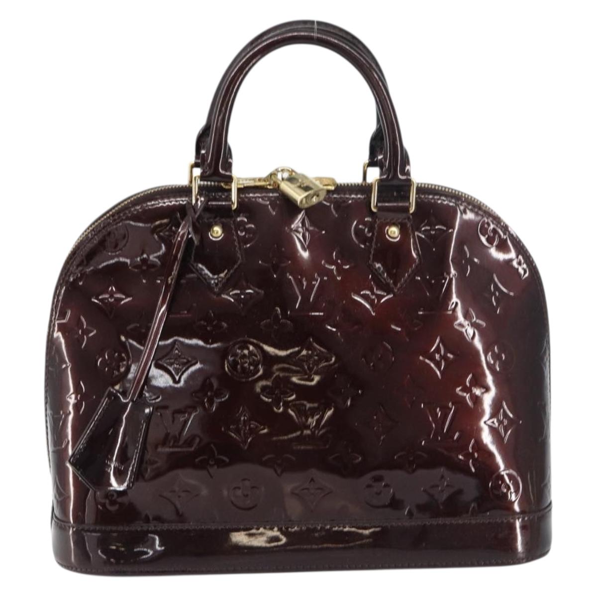 LOUIS VUITTON Monogram Vernis Alma PM Hand Bag Amarante M91611 LV Auth 156187