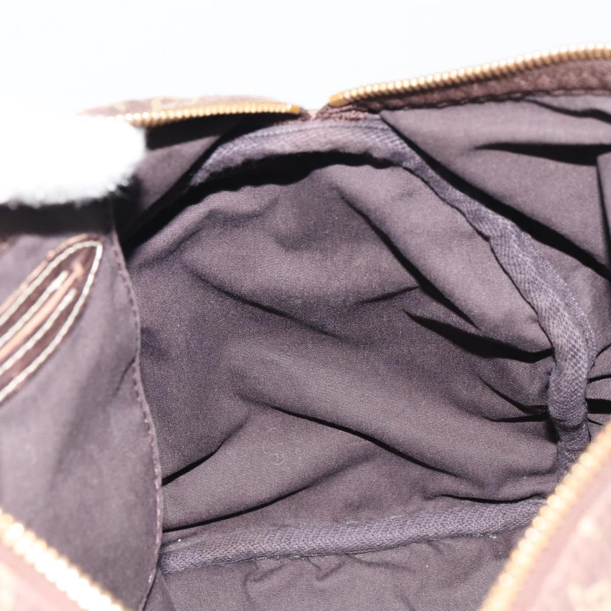 LOUIS VUITTON Monogram Mini Lin Speedy 30 Bag Brown Ebene M95224 LV Auth 156188