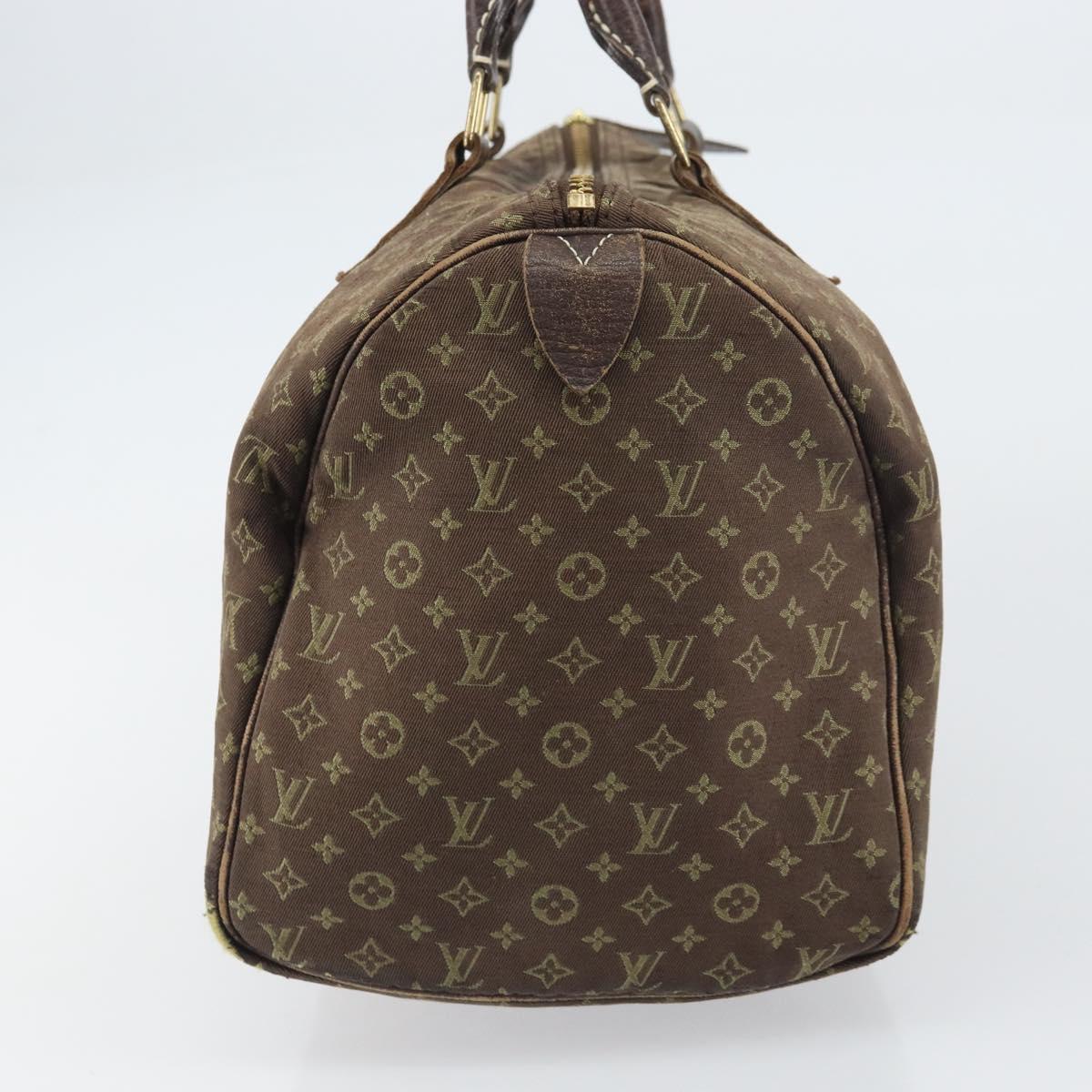 LOUIS VUITTON Monogram Mini Lin Speedy 30 Bag Brown Ebene M95224 LV Auth 156188