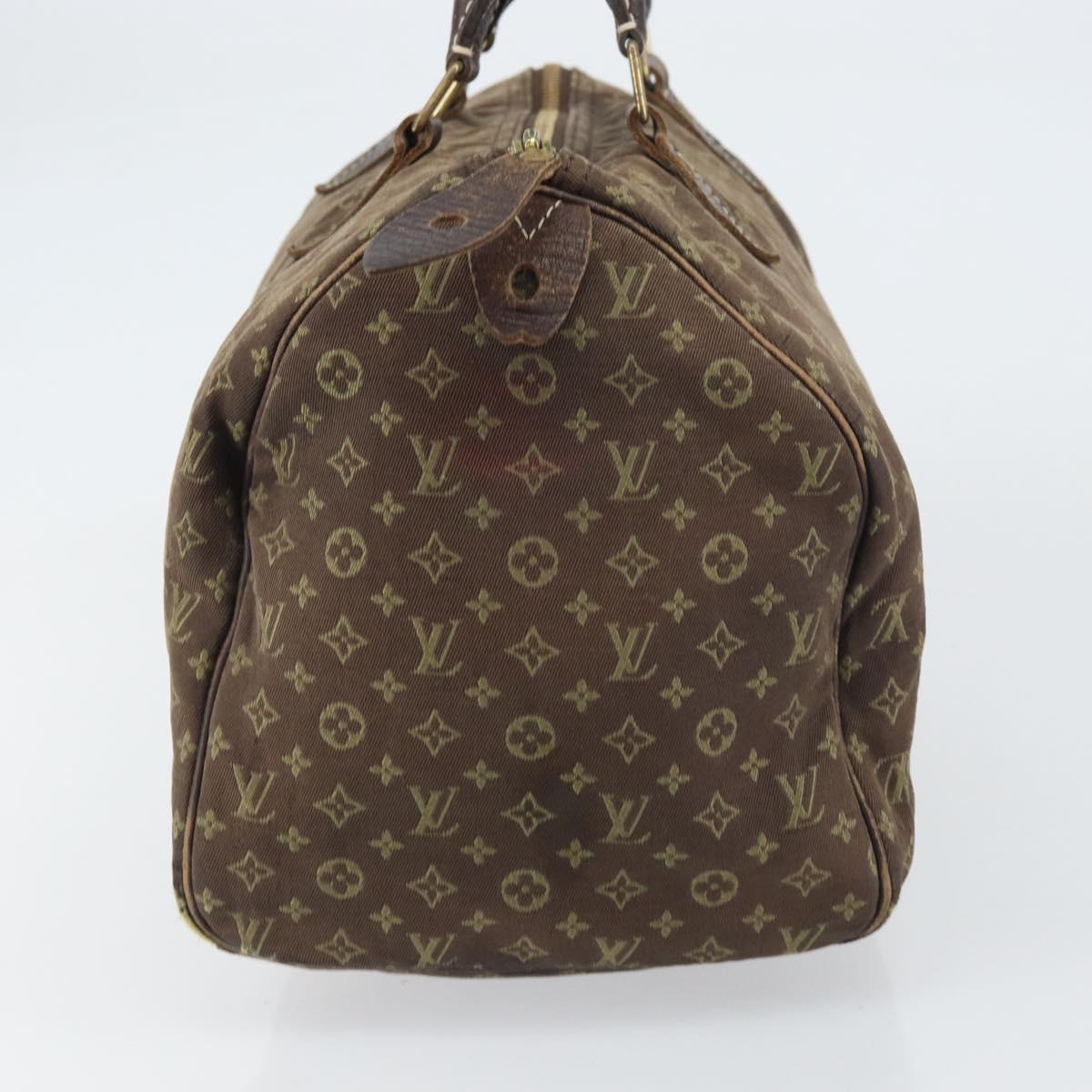 LOUIS VUITTON Monogram Mini Lin Speedy 30 Bag Brown Ebene M95224 LV Auth 156188