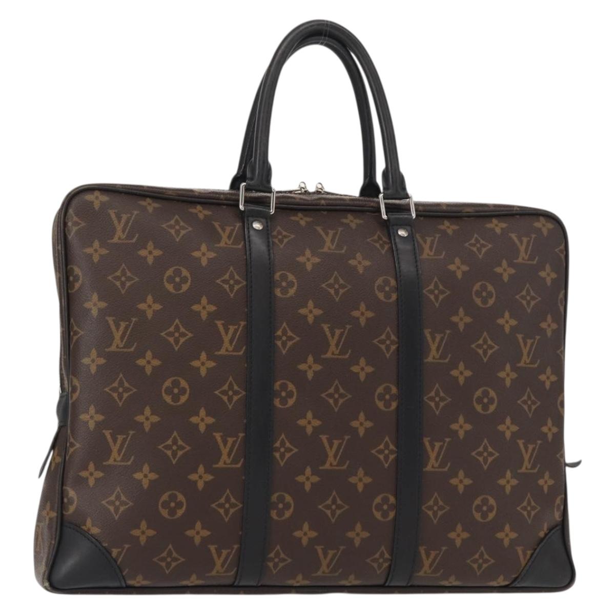 LOUIS VUITTON Monogram Macassar Porte Documents Voyage Bag M52005 Auth 156200