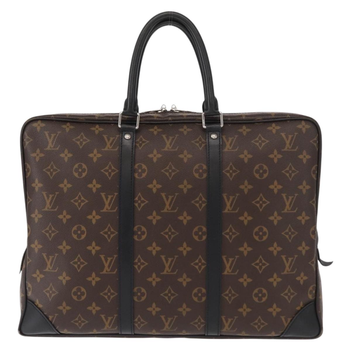 LOUIS VUITTON Monogram Macassar Porte Documents Voyage Bag M52005 Auth 156200