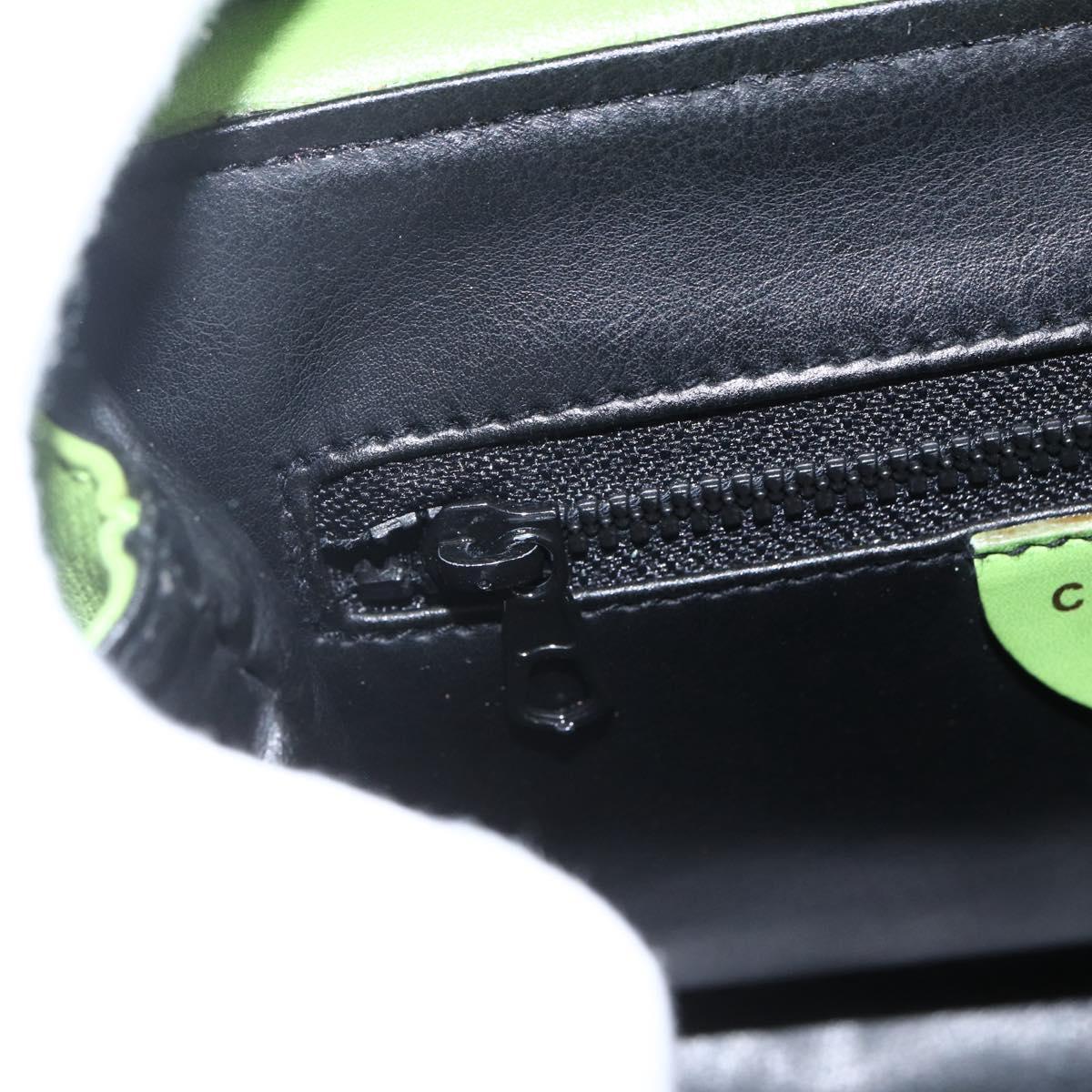 CELINE Circle Shoulder Bag Leather Gold Light green Auth 156219V