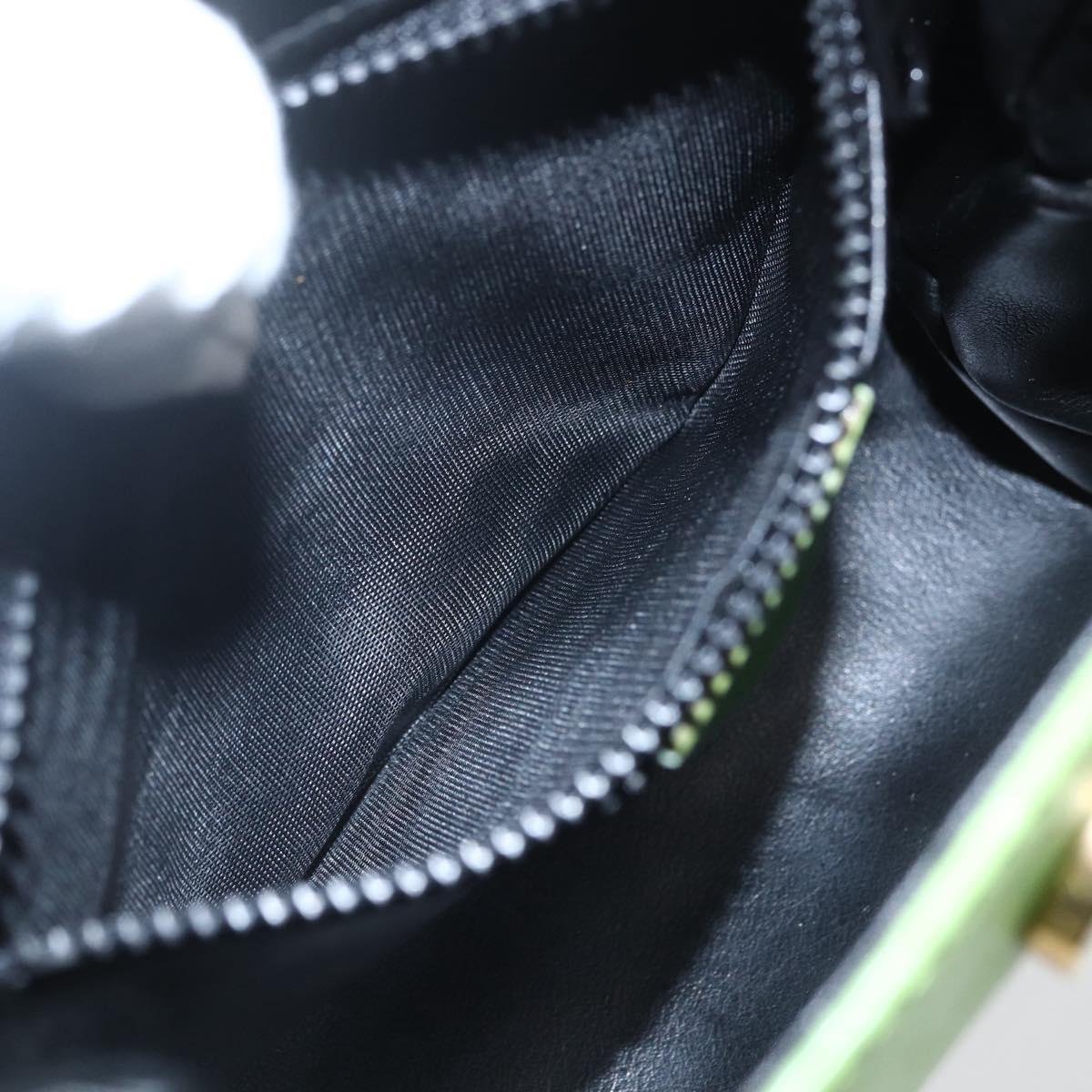 CELINE Circle Shoulder Bag Leather Gold Light green Auth 156219V