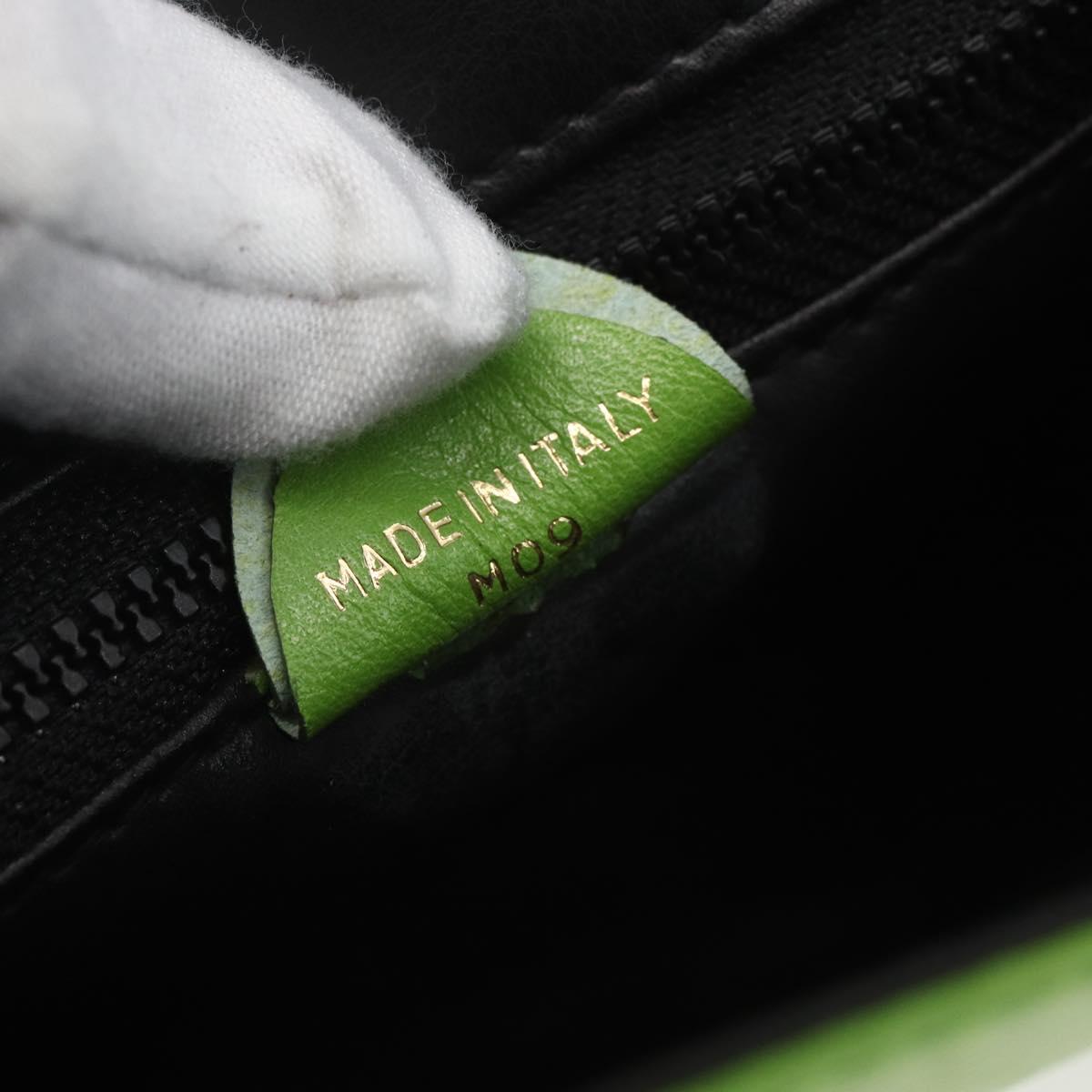 CELINE Circle Shoulder Bag Leather Gold Light green Auth 156219V