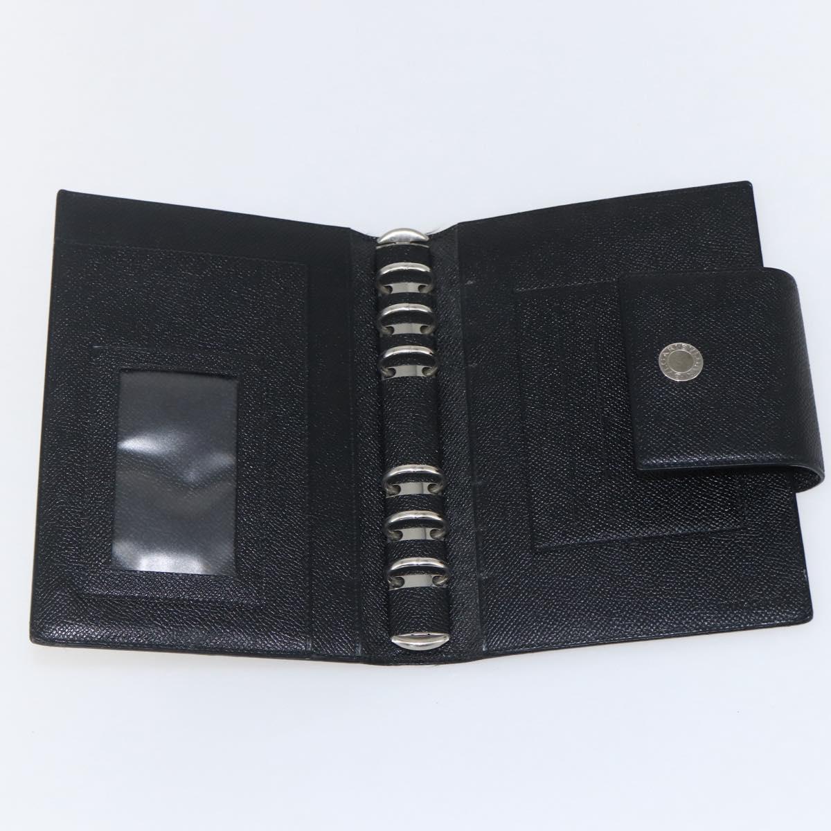 BVLGARI Day Planner Cover Leather Black Auth 156220