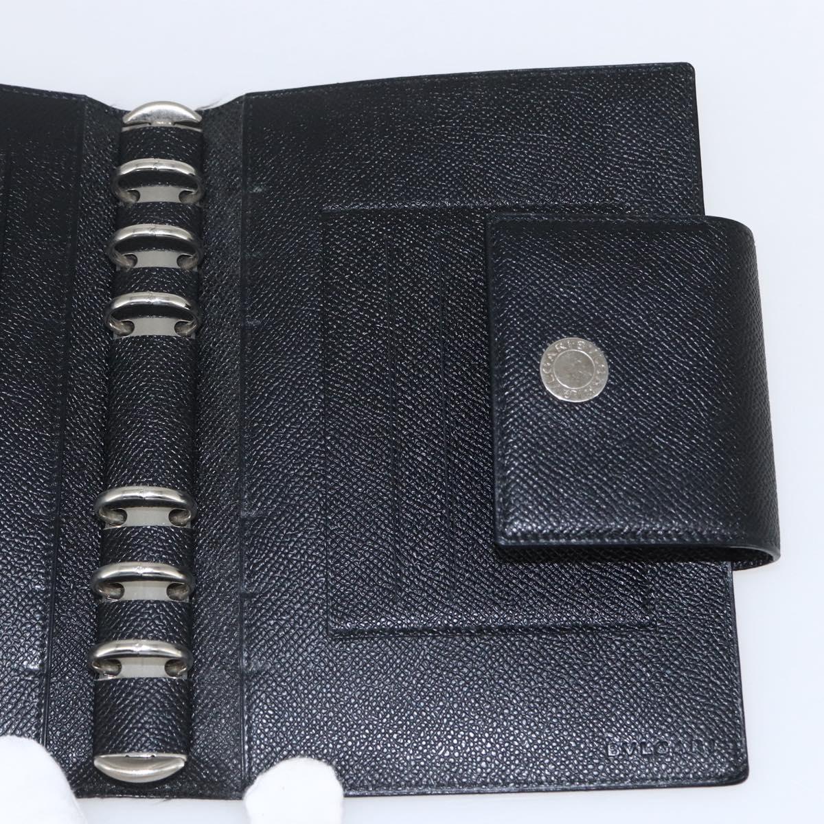 BVLGARI Day Planner Cover Leather Black Auth 156220