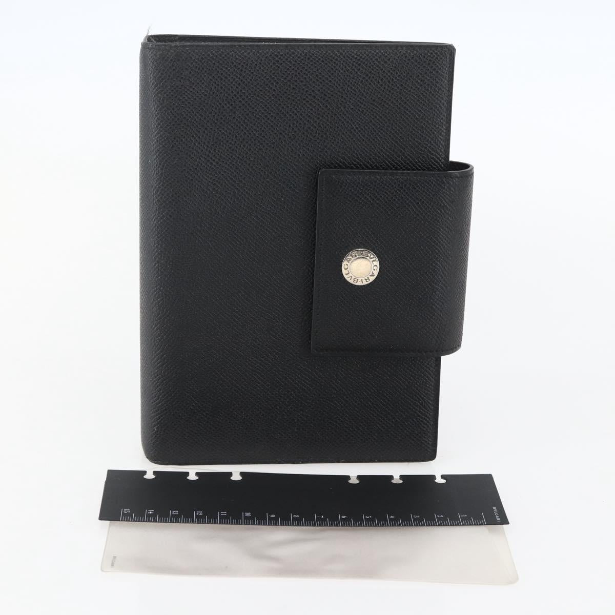 BVLGARI Day Planner Cover Leather Black Auth 156220