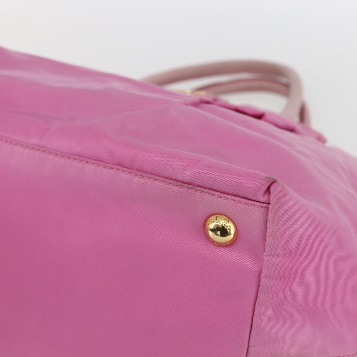 PRADA Hand Bag Nylon Pink Gold Auth 156242