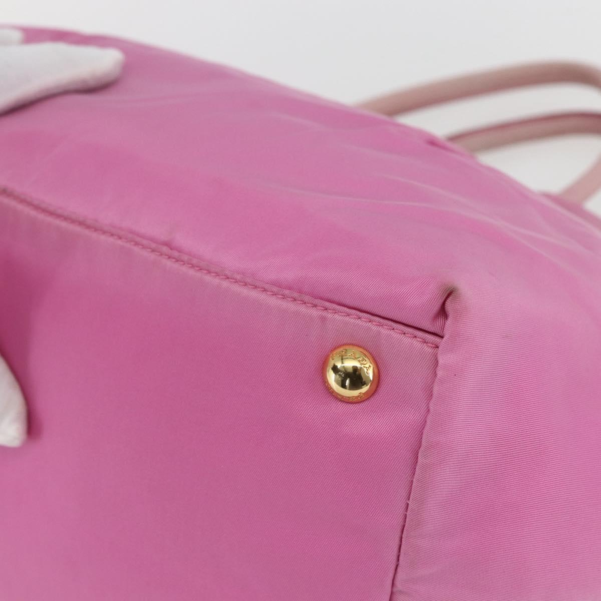 PRADA Hand Bag Nylon Pink Gold Auth 156242