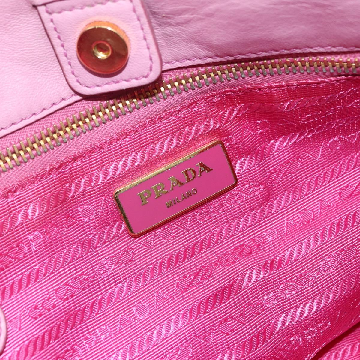 PRADA Hand Bag Nylon Pink Gold Auth 156242