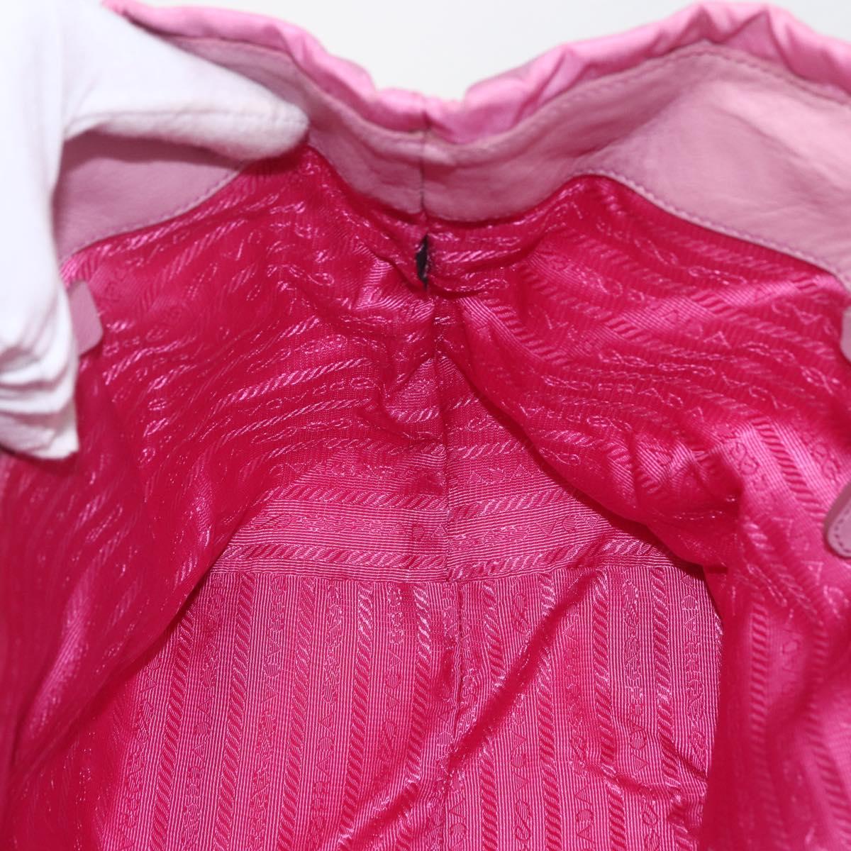 PRADA Hand Bag Nylon Pink Gold Auth 156242