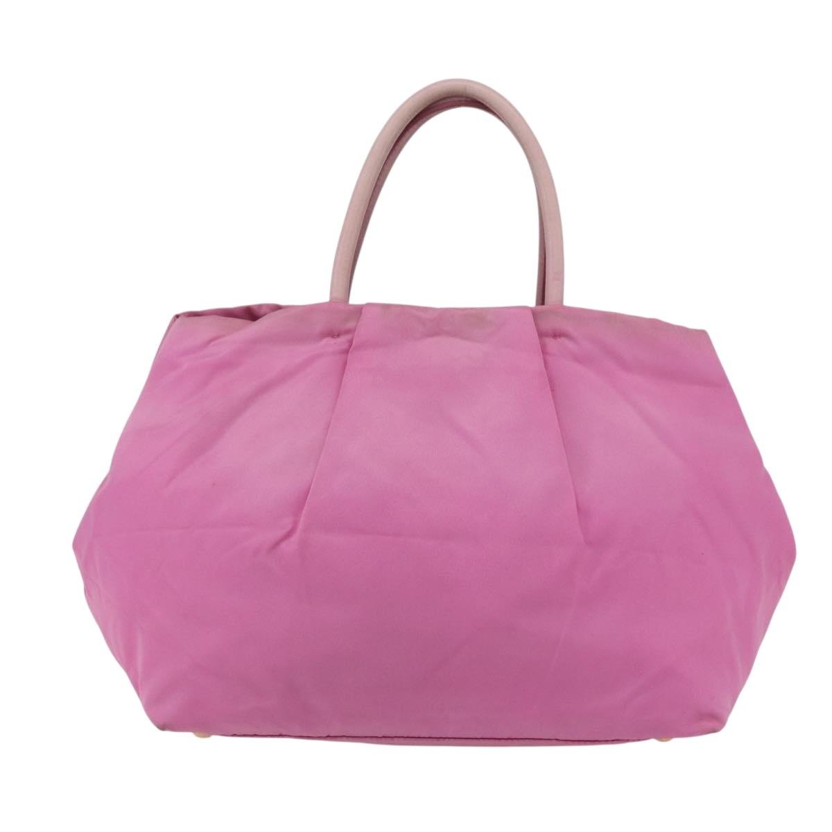 PRADA Hand Bag Nylon Pink Gold Auth 156242