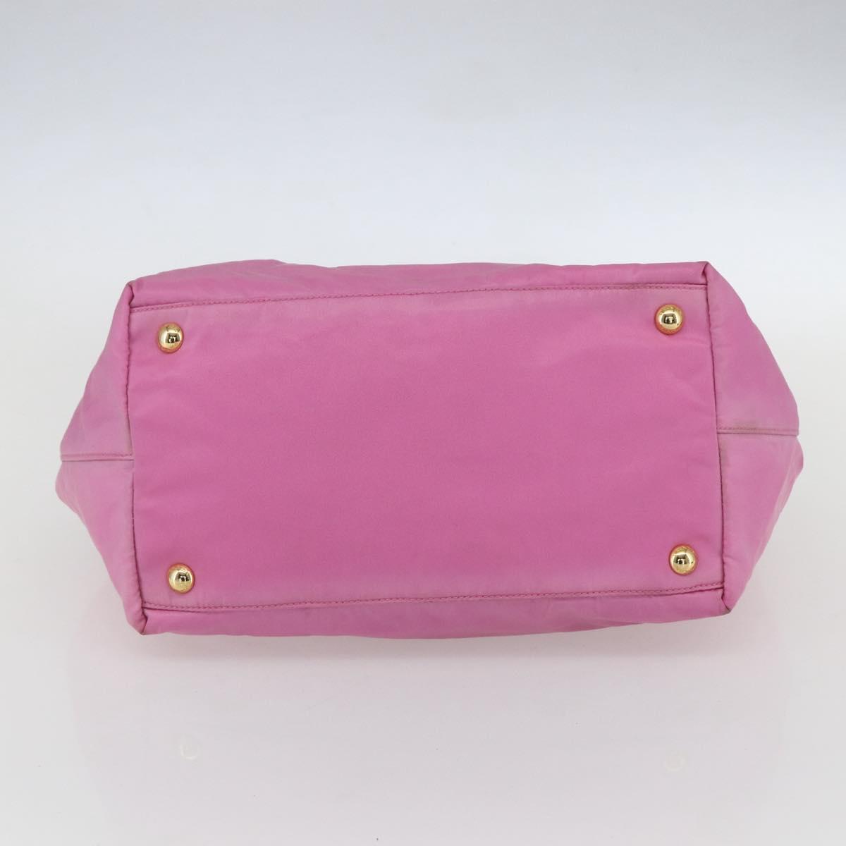 PRADA Hand Bag Nylon Pink Gold Auth 156242