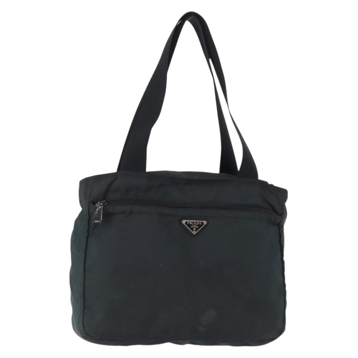 PRADA Tote Bag Nylon Green Silver Auth 156243