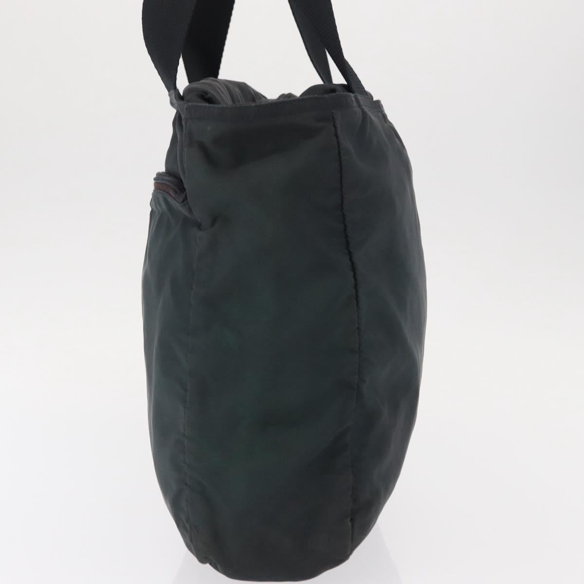 PRADA Tote Bag Nylon Green Silver Auth 156243