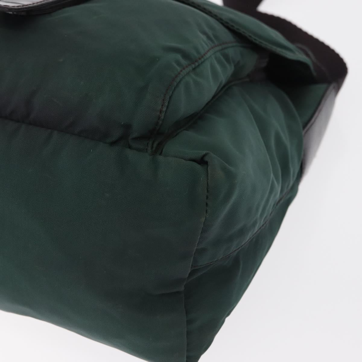 PRADA Shoulder Bag Nylon Green Silver Auth 156244